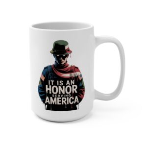 Honoring Service Mug, Veterans Day Gift, Military Tribute Coffee Cup, Patriotic Home Decor, Customizable 15oz Mug