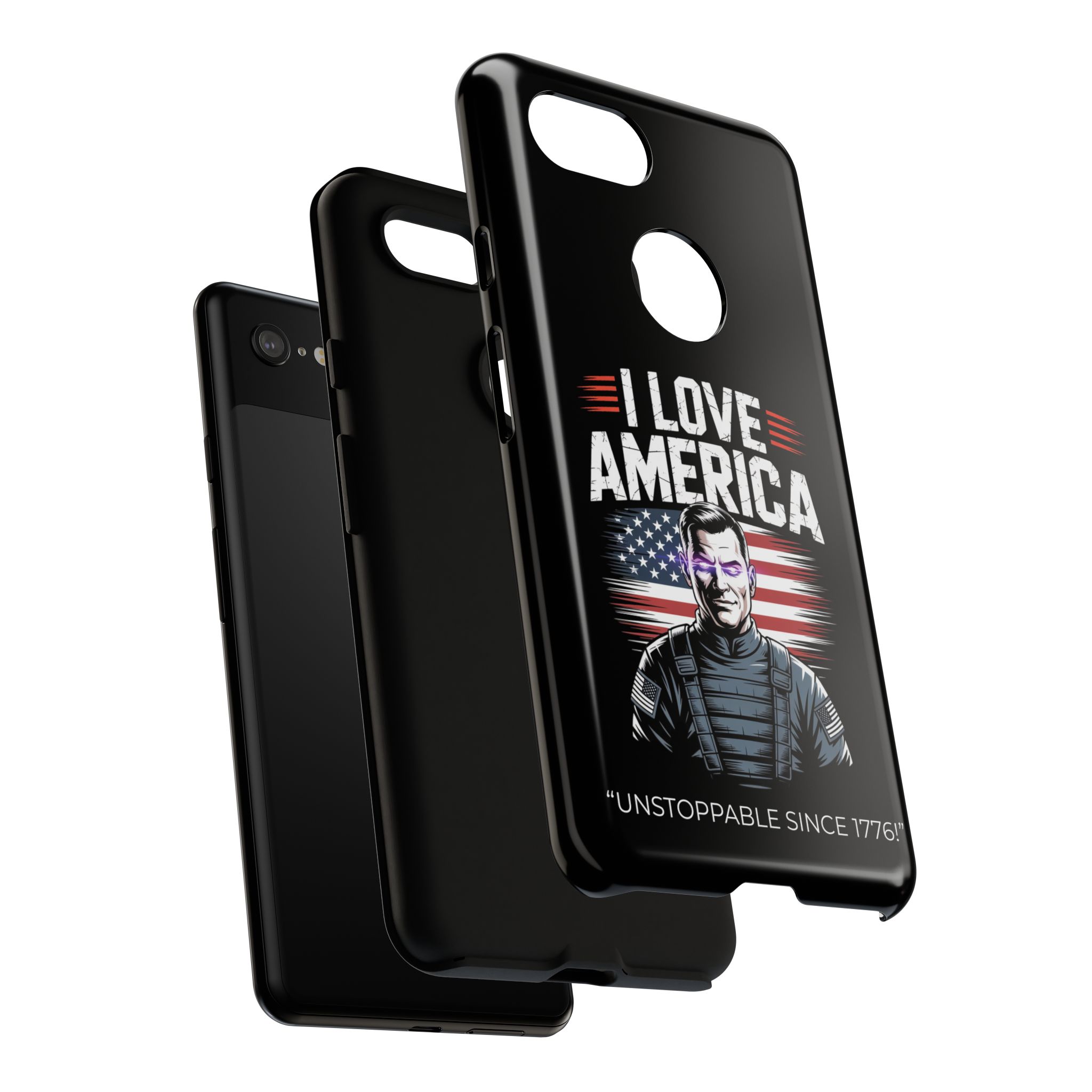 I Love America, Patriotic Phone Case, , Cute Gift for Her, July 4th Accessory, Heart Design, American Pride - Image 48