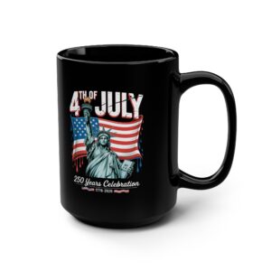 4TH OF JULY, Patriotic Coffee Mug, Black Mug, Gift for Veterans, Fourth of July Decor, USA Spirit, Independence Day