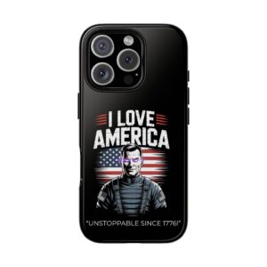 I Love America, Patriotic Phone Case, , Cute Gift for Her, July 4th Accessory, Heart Design, American Pride