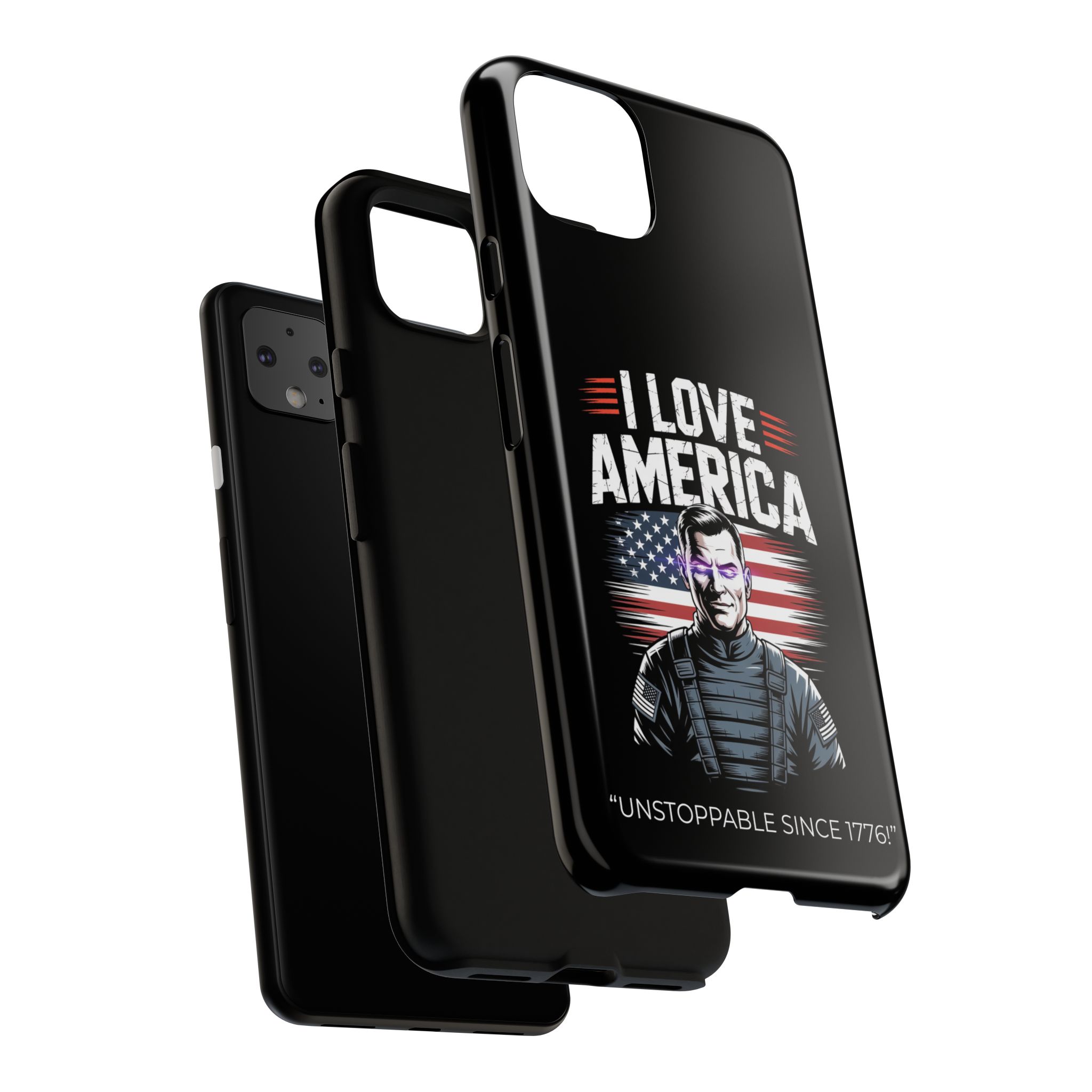 I Love America, Patriotic Phone Case, , Cute Gift for Her, July 4th Accessory, Heart Design, American Pride - Image 54