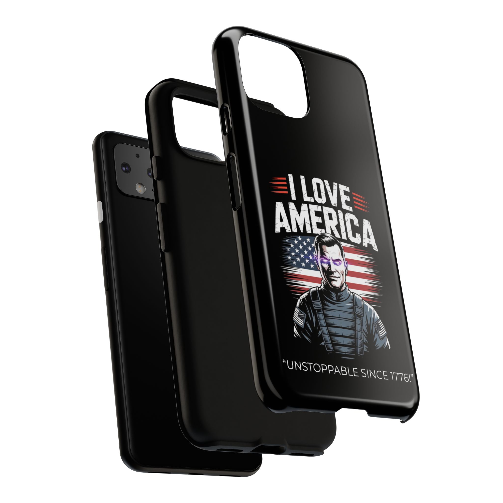 I Love America, Patriotic Phone Case, , Cute Gift for Her, July 4th Accessory, Heart Design, American Pride - Image 51