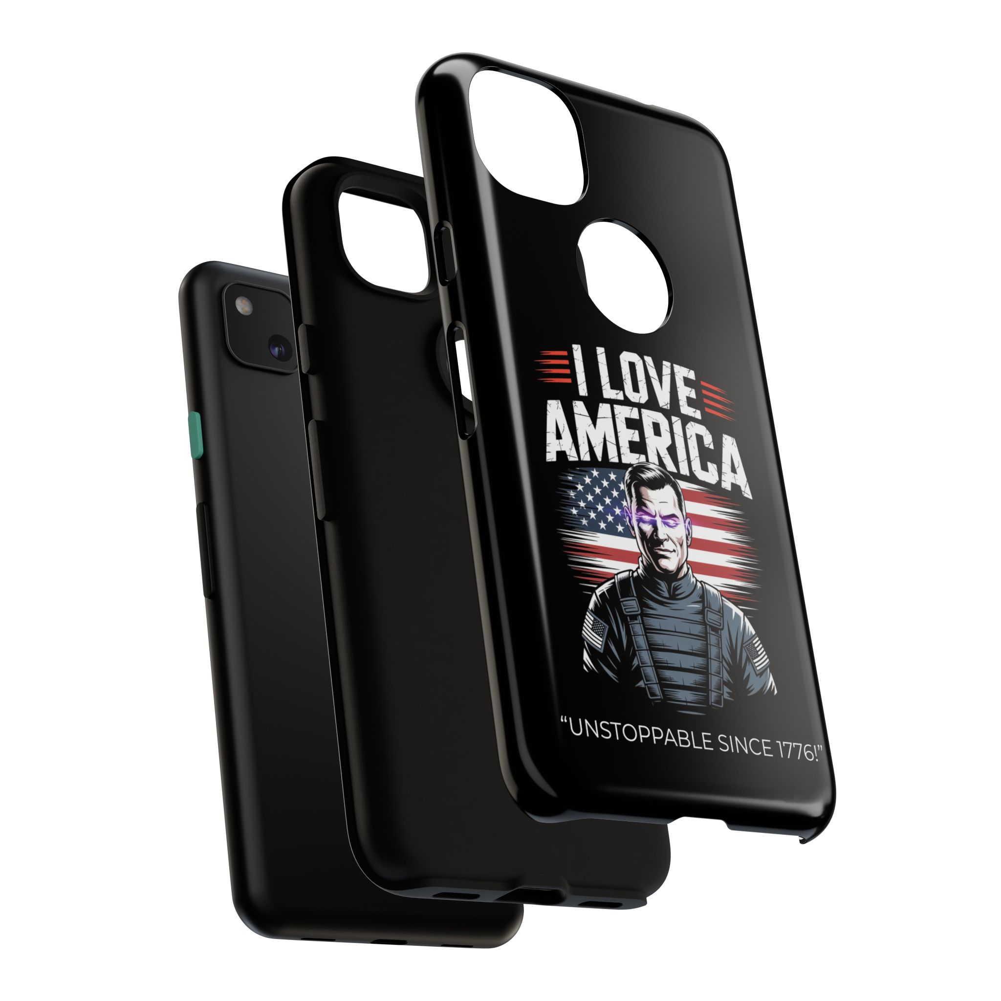 I Love America, Patriotic Phone Case, , Cute Gift for Her, July 4th Accessory, Heart Design, American Pride - Image 57