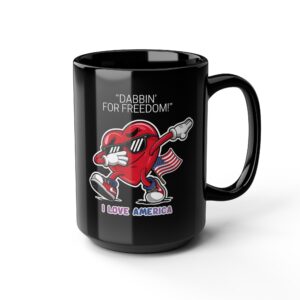 DABBING FOR FREEDOM, Patriotic Coffee Mug, Black Mug, Gift for Veterans, Fourth of July Decor, USA Spirit, Independence Day