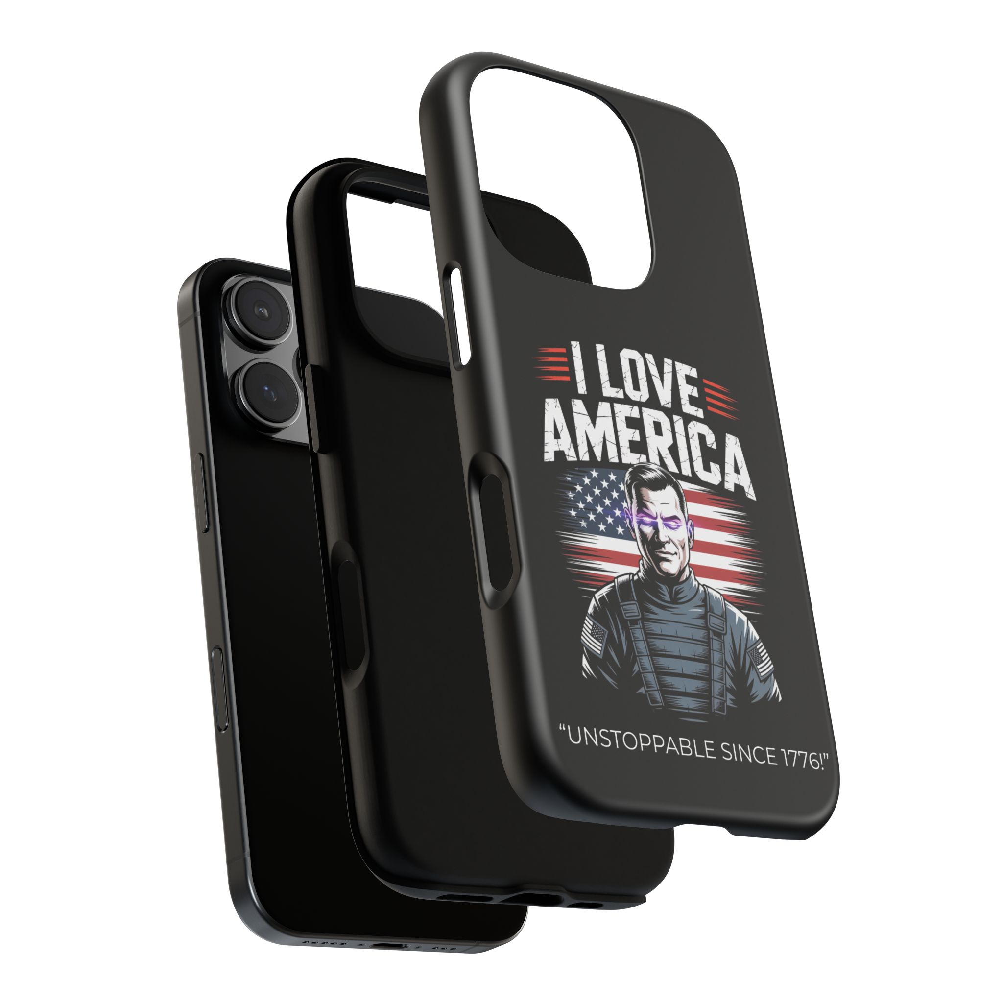 I Love America, Patriotic Phone Case, , Cute Gift for Her, July 4th Accessory, Heart Design, American Pride - Image 7