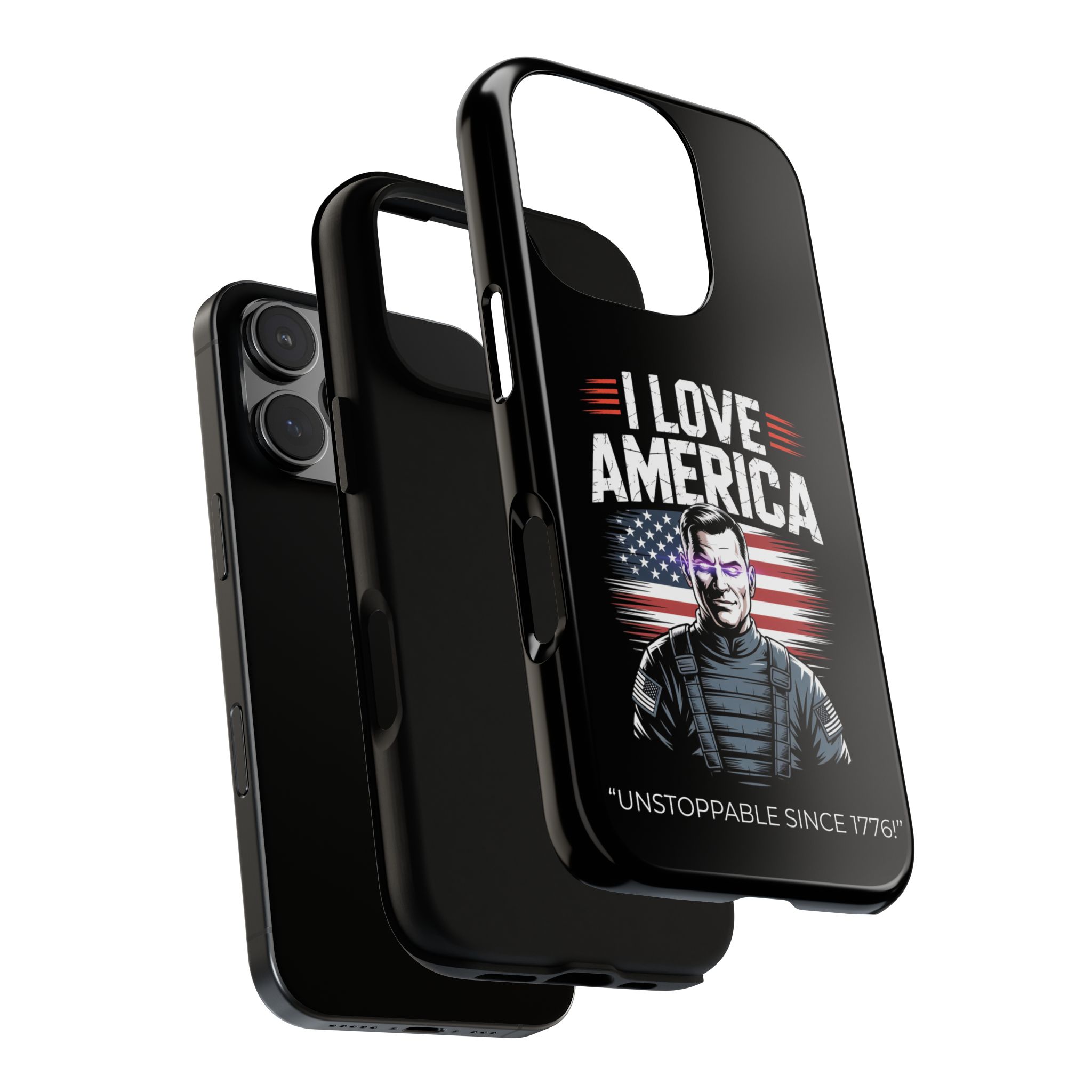 I Love America, Patriotic Phone Case, , Cute Gift for Her, July 4th Accessory, Heart Design, American Pride - Image 3