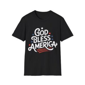 GOD BLESS AMERICA WITH STARS T-Shirt - Funny American T-shirt, Casual Wear, Independence Day Gift, Summer Adventure Tee, American Pride
