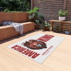 Majestic Lion Outdoor Rug - Perfect for Patios, Picnics, Tailgating, BBQs, Summer Decor, American Pride