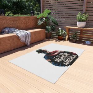 Patriotic Outdoor Rug | Stylish Entryway Mat, Home Decor, Porch Rug, Gift for Veterans, Summer BBQ Decoration, Honor Serving America