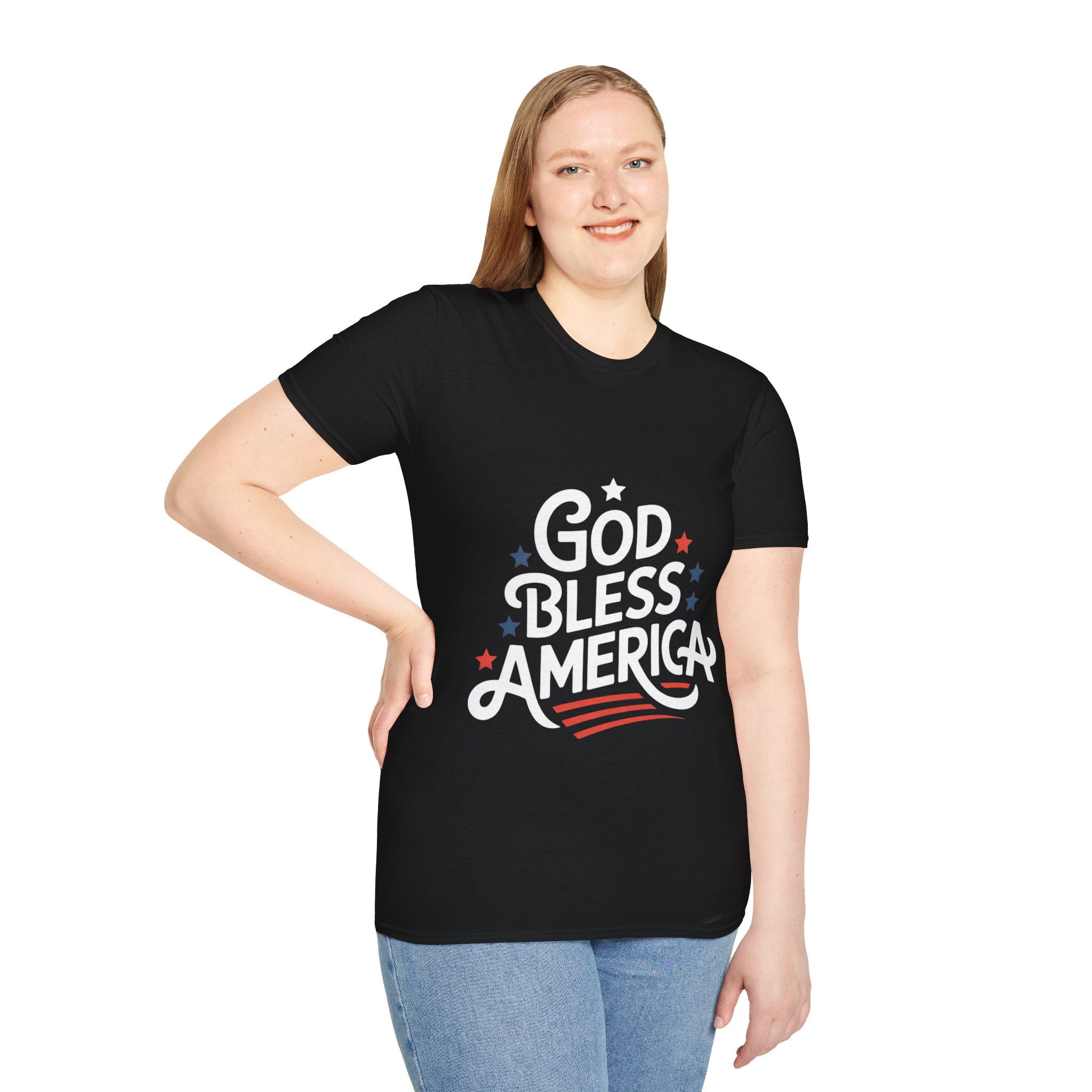 GOD BLESS AMERICA STAR T-Shirt | Unisex Tee for Celebrations, Independence Day, BBQs, Casual Wear, Gift Ideas