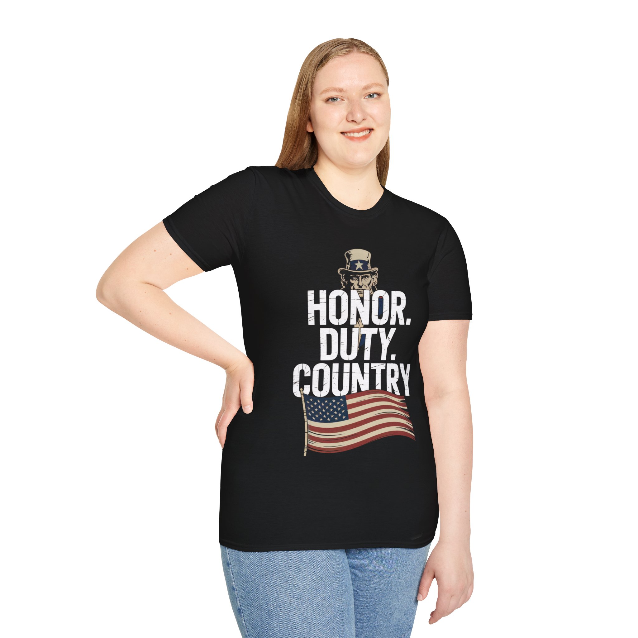 HONOR, DUTY, AND COUNTRY T-Shirt - For all strong Americans, Casual Wear, Independence Day Gift, Summer Adventure Tee, American Pride
