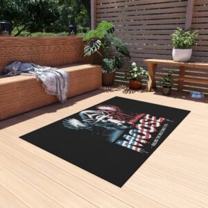 Patriotic Moose Outdoor Rug, Camper Mat, Cabin Decor, Porch Rug, USA Themed Outdoor Decor, Nature Lover Gift