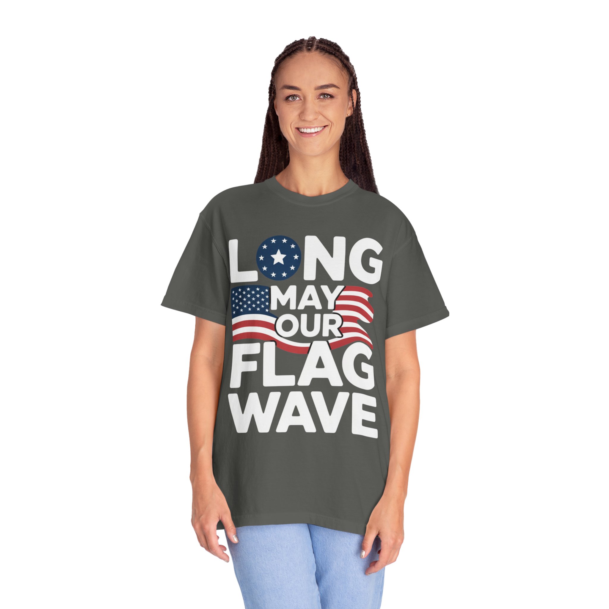 Long May Your Flag Wave Unisex T-shirt, Celebrate Independence Day, Summer BBQ, Casual Wear, Gift for Veterans and Patriot Lovers