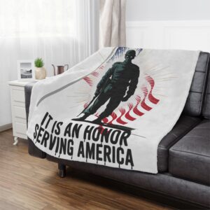 Patriotic Minky Blanket - Honor Serving America, Military Tribute Gift, Cozy Decor, Veteran's Day, Memorial Day, Independence Day