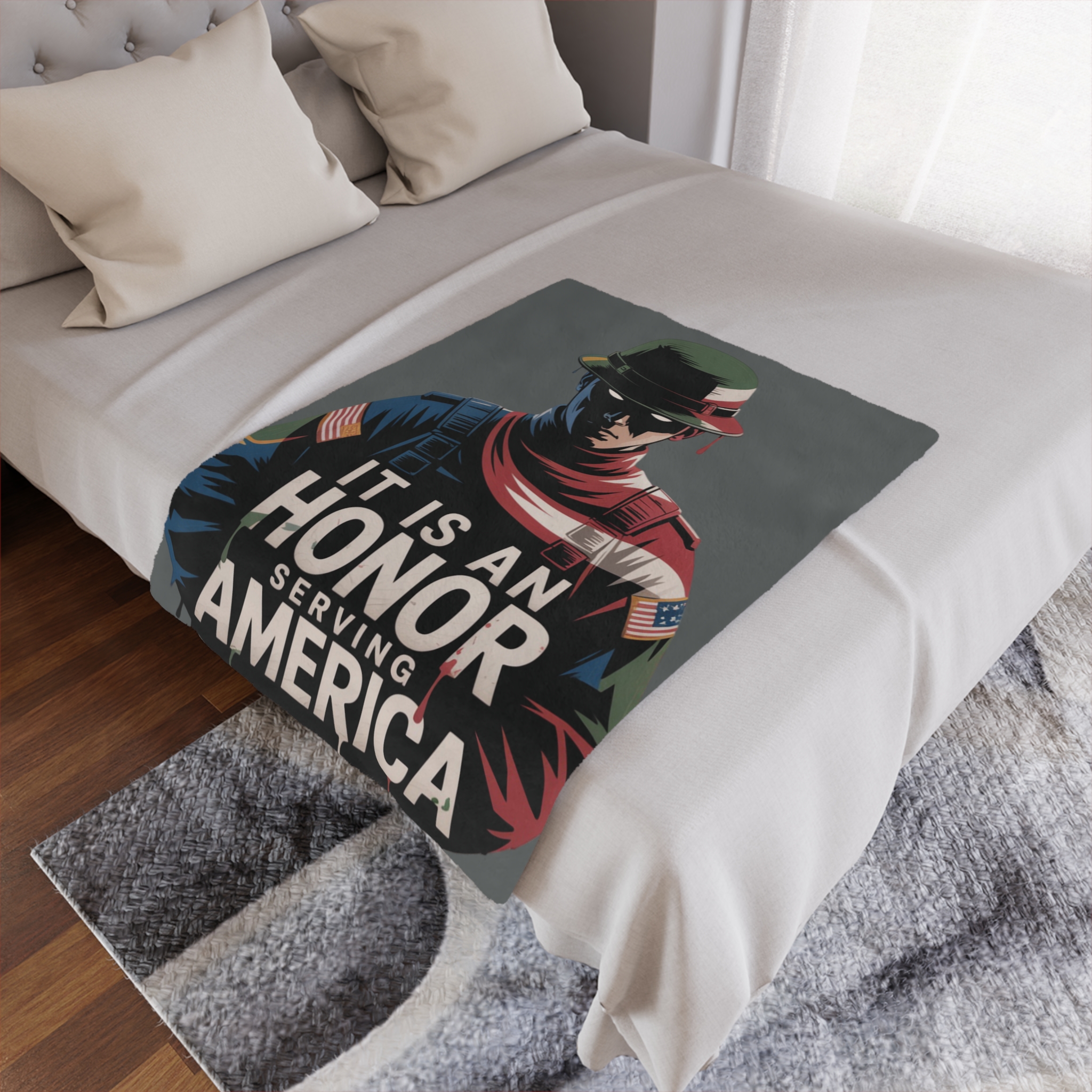 Honor Serving America Minky Blanket | Cozy Military Tribute Throw | Perfect Gift for Veterans | Home Decor | Patriotic Gift