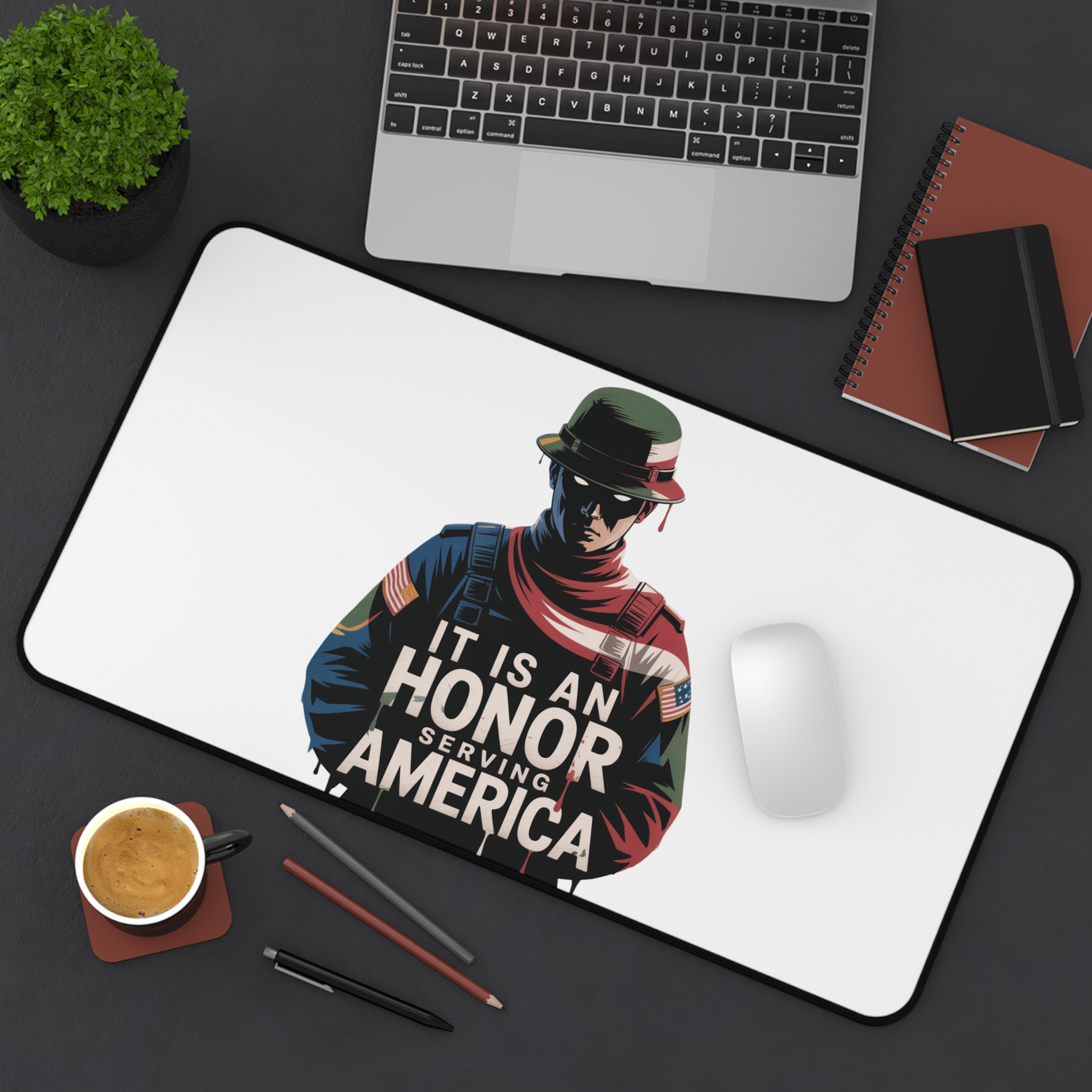 14869602869675950571_2048.jpeg Honor Serving America Desk Mat, Military Desk Decor, Patriotic Office Accessories, Veteran Gift, Gaming Mouse Pad - Image 4