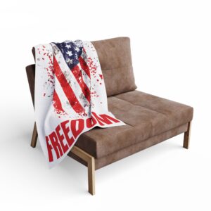 Patriotic Fleece Blanket | Cozy Freedom (WHITE) Throw for USA Lovers, Memorial Day, Independence Day, Home Decor, Gifts