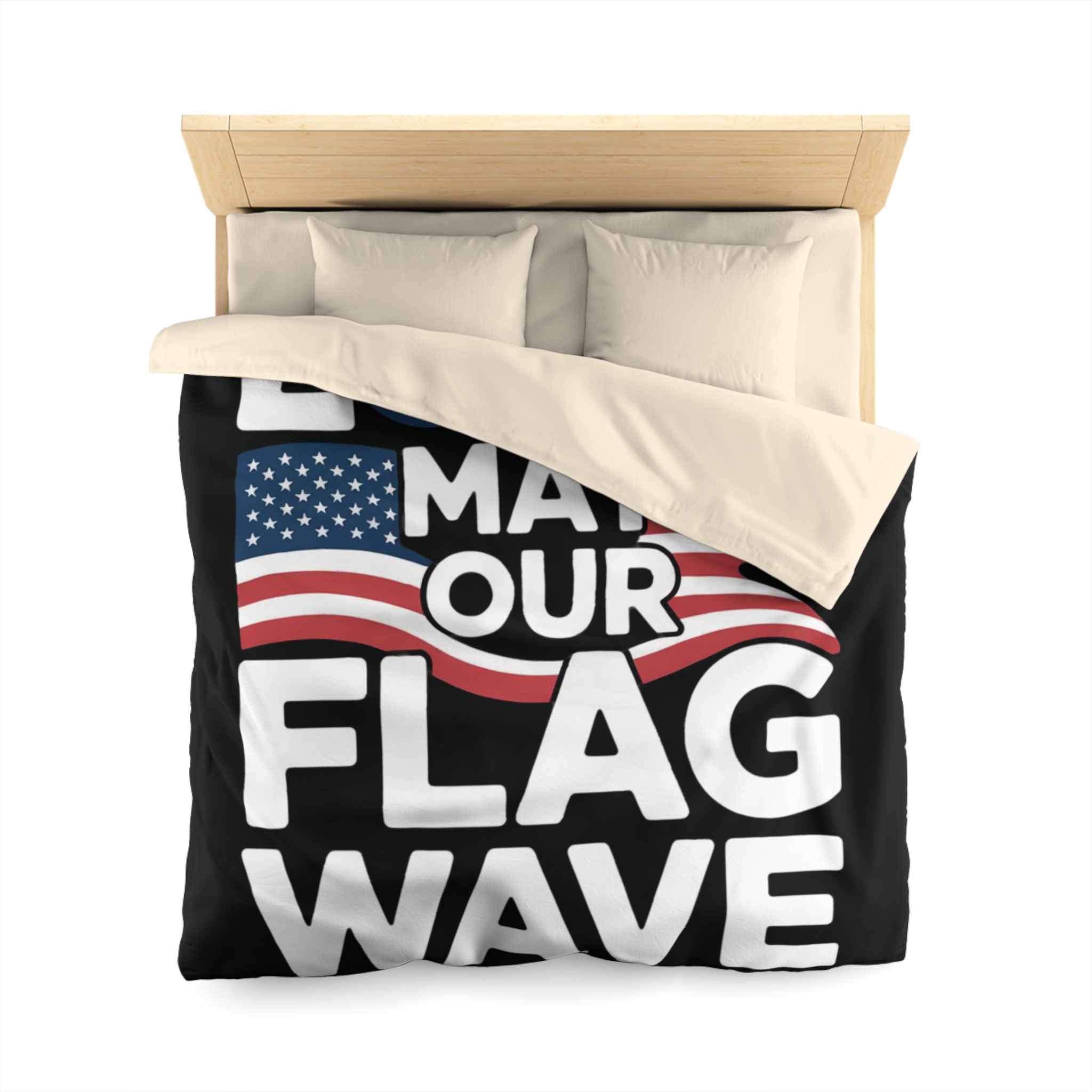 Patriotic Microfiber Duvet Cover - Long May Our Flag Wave | Bedroom Decor, July 4th Celebration, Gift for Veterans, Home Warmth