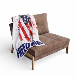 Patriotic Fleece Blanket | Cozy Freedom (WHITE AND BLUE) Throw for USA Lovers, Memorial Day, Independence Day, Home Decor, Gifts