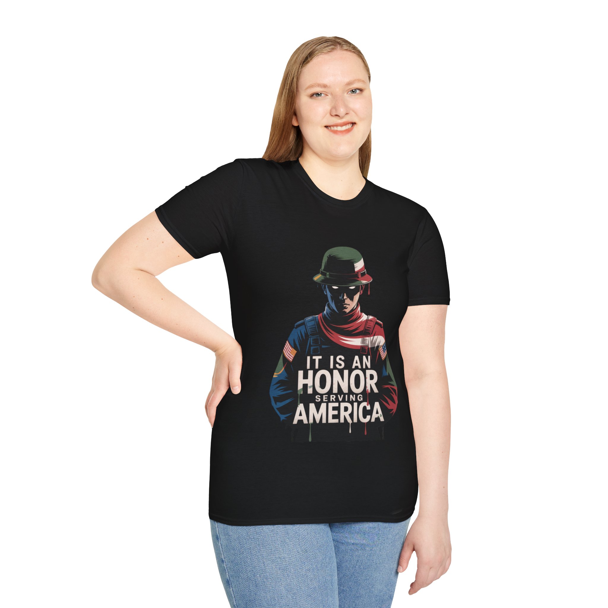 IT IS AN HONOR SERVING AMERICA T-Shirt - For all strong Americans, Casual Wear, Independence Day Gift, Summer Adventure Tee, American Pride