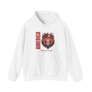 Lion King American Hoodie, Unisex Sweatshirt for Independence Day, Patriotic Gift, Cozy Layer for Casual Style, Lion Design Apparel