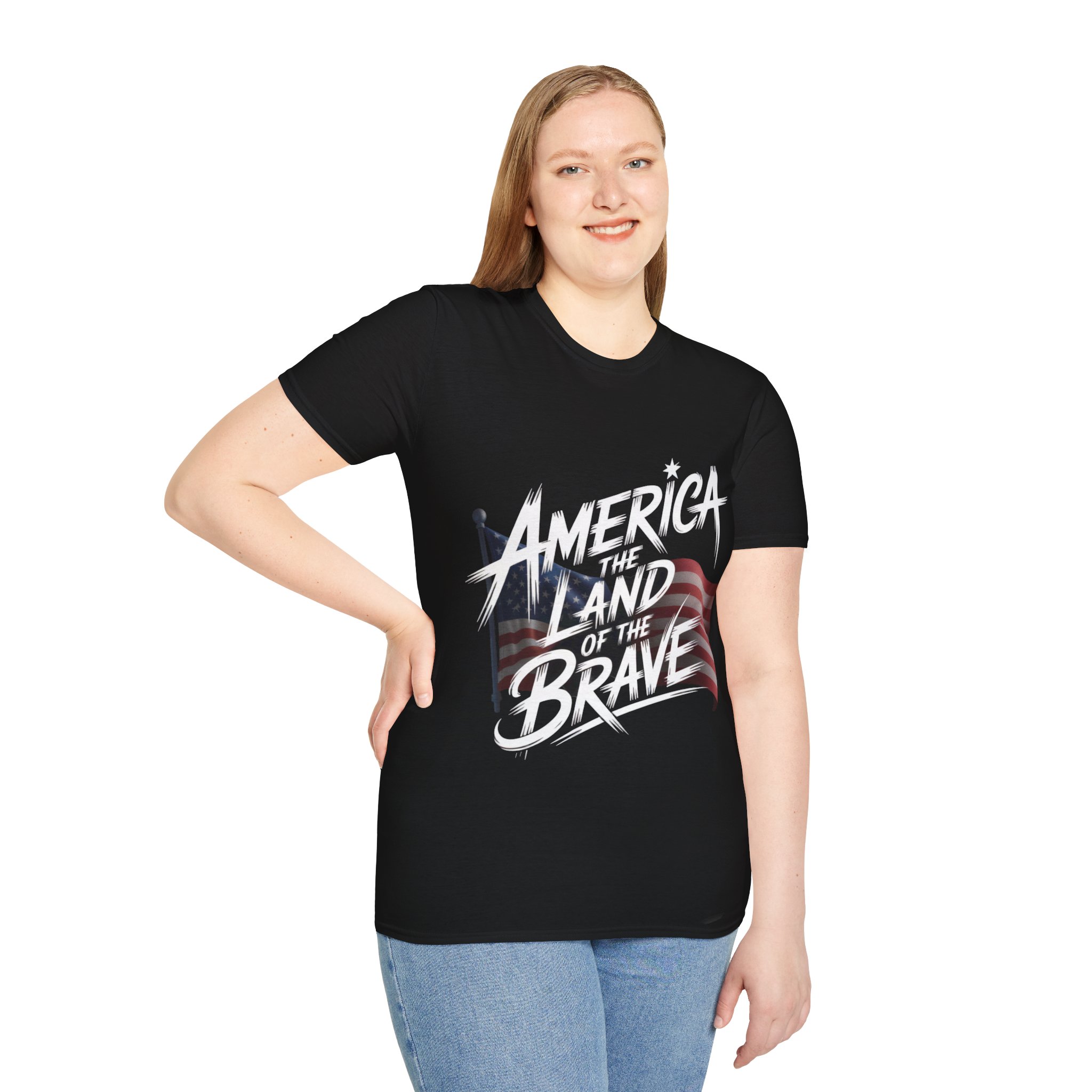 AMERICA LAND OF THE BRAVE T-Shirt | Unisex Tee for Celebrations, Independence Day, BBQs, Casual Wear, Gift Ideas