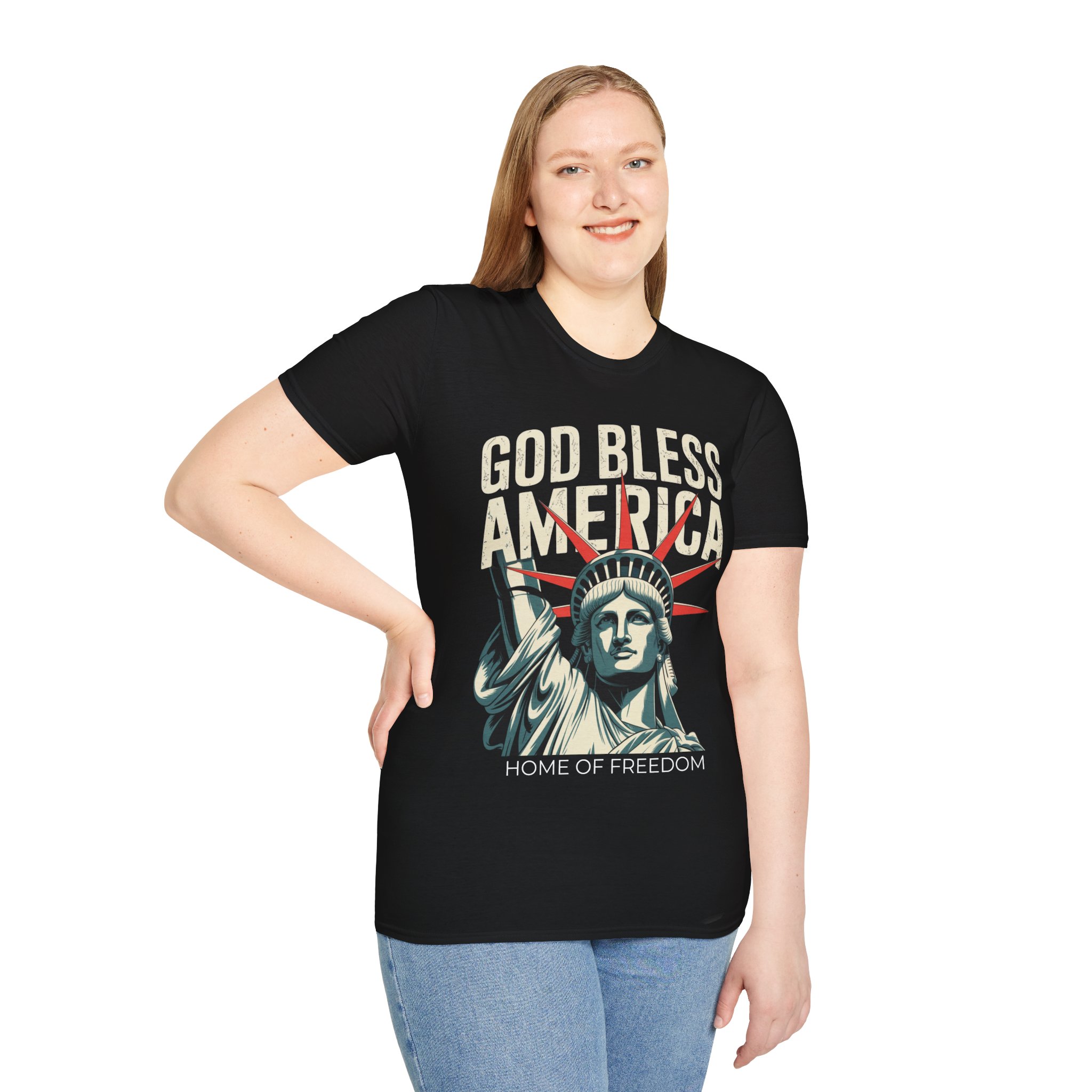 GOD BLESS AMERICA, HOME OF FREEDOM T-Shirt - American T-shirt, Casual Wear, Independence Day Gift, Summer Adventure Tee, American Pride