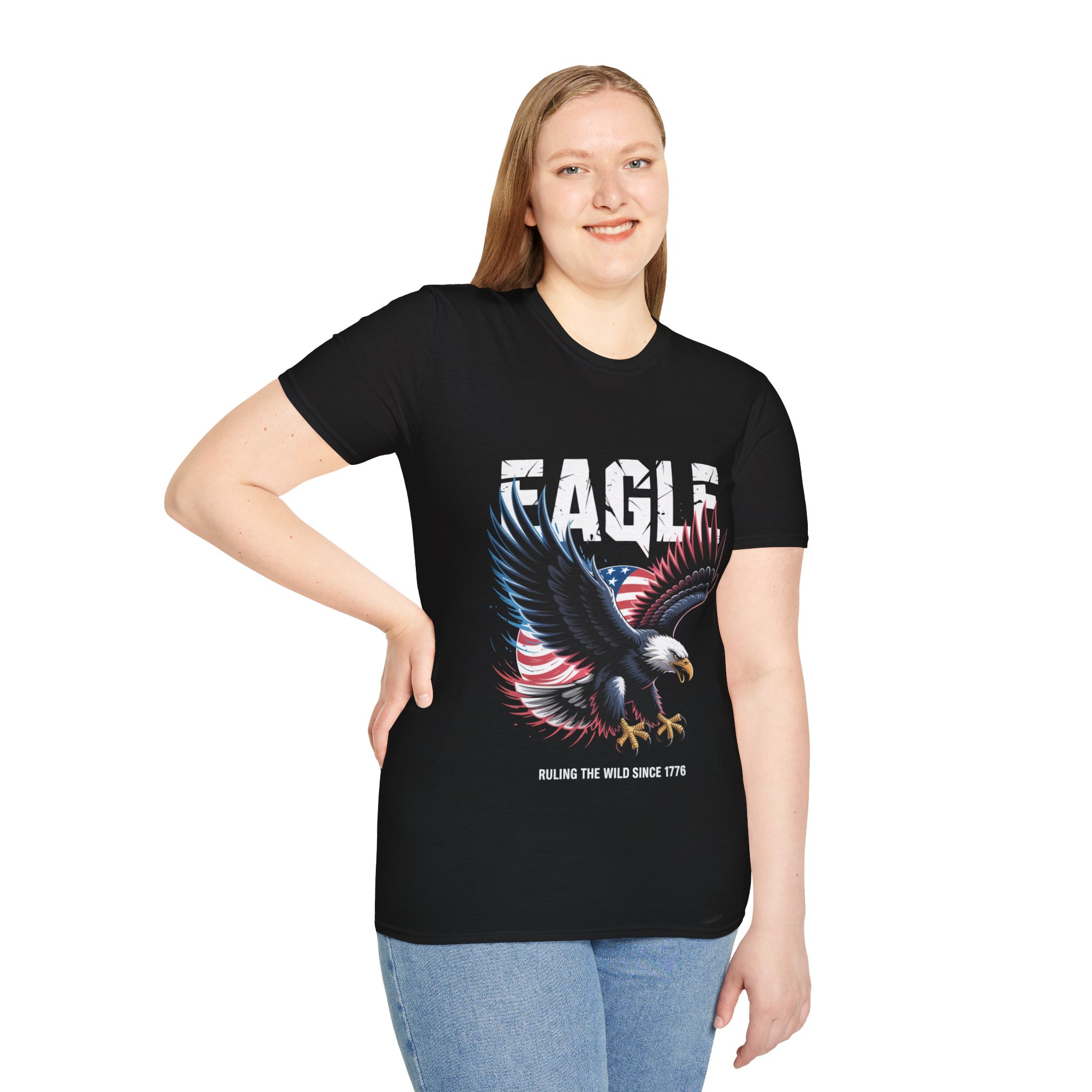 FLYING EAGLE AMERICAN T-Shirt - For all strong Americans, Casual Wear, Independence Day Gift, Summer Adventure Tee, American Pride