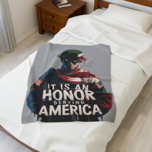 Patriotic Velveteen Plush Blanket - Cozy Gift for Veterans, Military Appreciation, Home Decor, Memorial Day, Thoughtful Gift