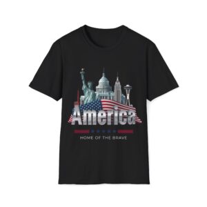 AMERICA HOME OF THE BRAVE T-Shirt | Unisex Tee for Celebrations, Independence Day, BBQs, Casual Wear, Gift Ideas