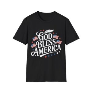 GOD BLESS AMERICA WITH FLAGS T-Shirt - I Love My America, Casual Wear, Independence Day Gift, Summer Adventure Tee, American Pride
