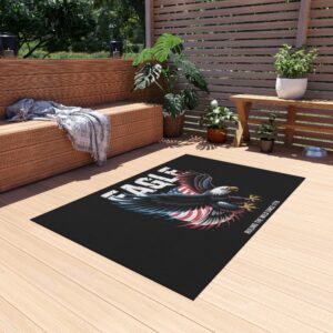 Patriotic Outdoor Rug with Eagle Design, Outdoor Decor, Patio Mat, Eagle Lovers Gift, Memorial Day Decor, BBQ & Camping