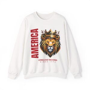 Patriotic Lion Design Crewneck Sweatshirt, Casual Outfit, Gift for Him/Her, Cozy Wear, Unisex Style, USA Pride Apparel