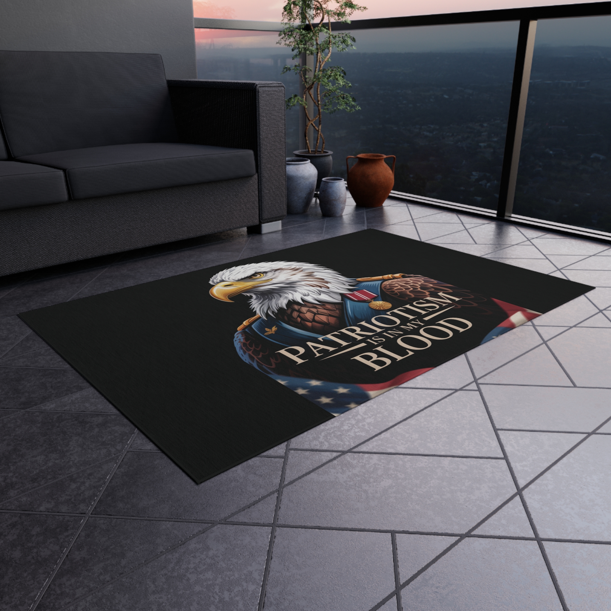 Patriotic Eagle Outdoor Rug | Home Decor, Patio Mat, Independence Day, BBQ Parties, Yard Decoration