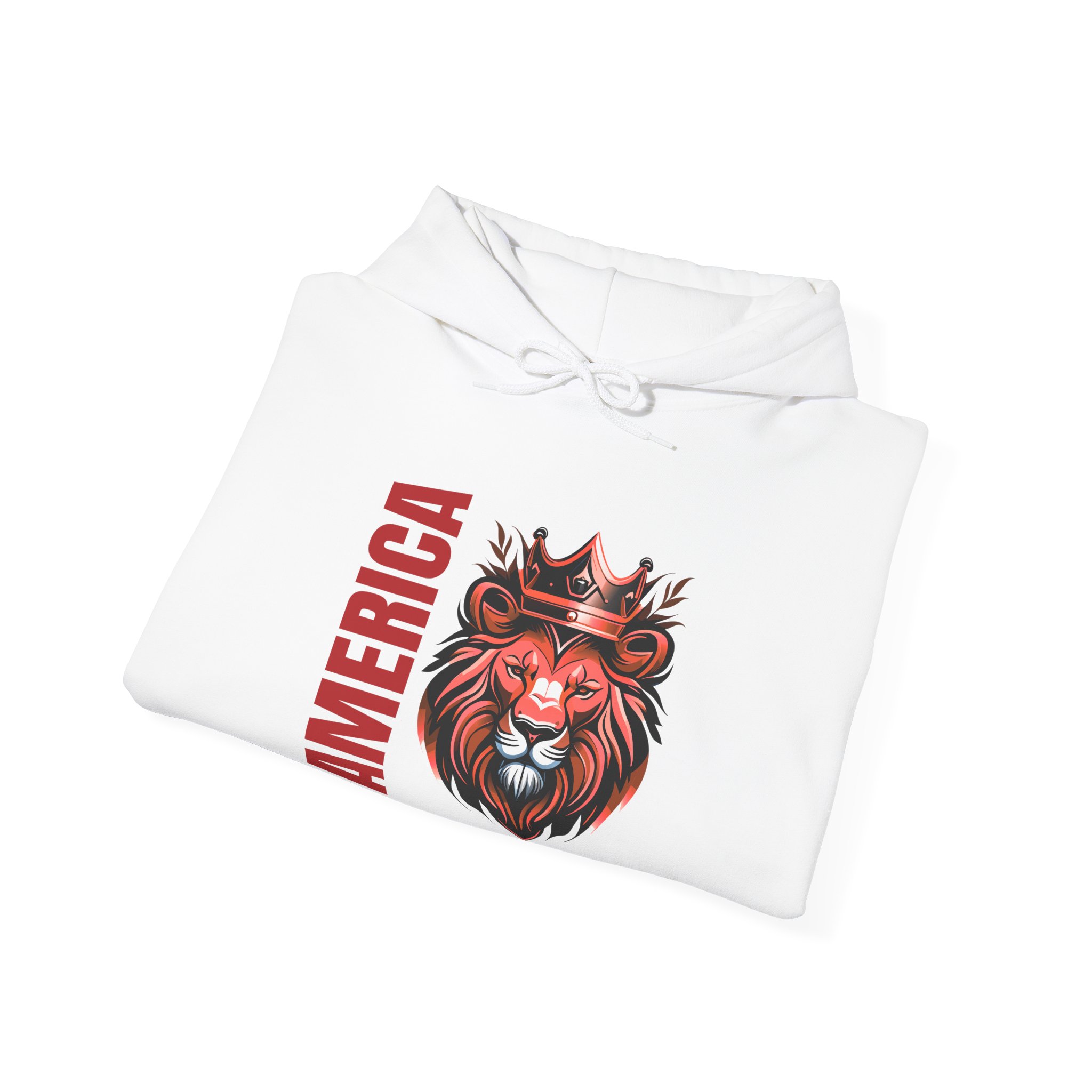 Lion King American Hoodie, Unisex Sweatshirt for Independence Day, Patriotic Gift, Cozy Layer for Casual Style, Lion Design Apparel