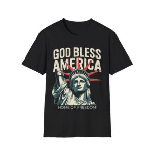 GOD BLESS AMERICA, HOME OF FREEDOM T-Shirt - American T-shirt, Casual Wear, Independence Day Gift, Summer Adventure Tee, American Pride