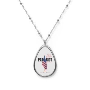 Patriotic Oval Necklace, Teardrop Jewelry, Gifts for Her, American Flag Pendant, Memorial Day Accessories, Independence Day Jewelry
