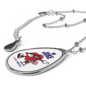 Patriotic Oval Necklace, No Joke, I Love America Jewelry, Gift for Her, Independence Day Accessory, Casual Wear, Fun Statement Piece